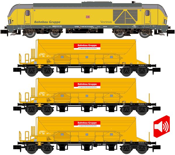 Kato HobbyTrain Lemke LC96003S - German Diesel locomotive BR 247 + 3x ballast wagons of the DB (Sound)